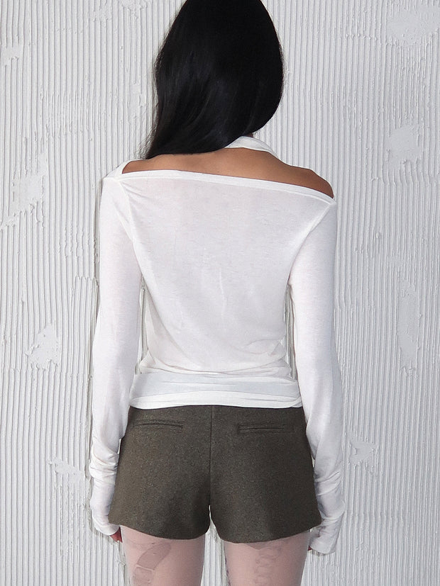 Evening Drape Scarf Top | Cream