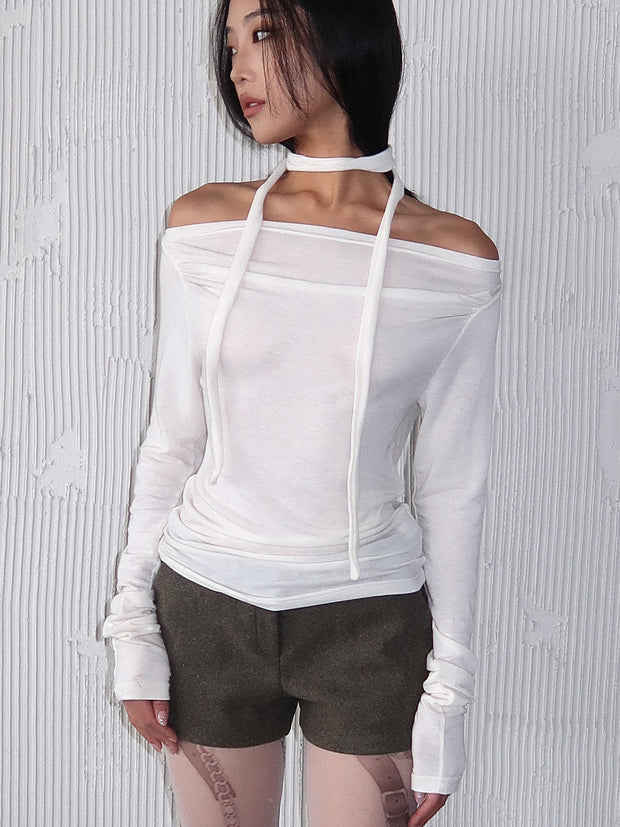 Evening Drape Scarf Top | Cream