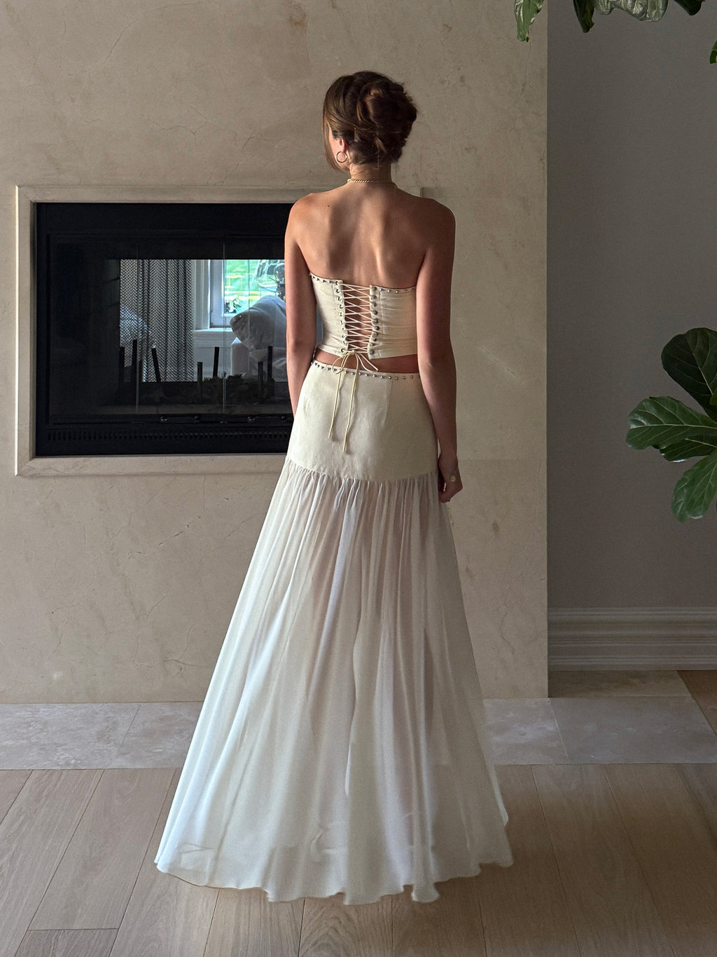 Isabelle Studded Suede Chiffon Maxi Skirt