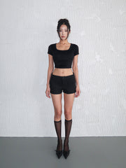 Micro Low-Waist Shorts | Black