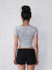 Bunny Square-neck Cropped Top | Gray